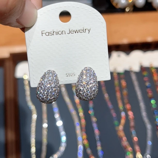 非金属亚克力耳饰 S82水滴满镶耳饰