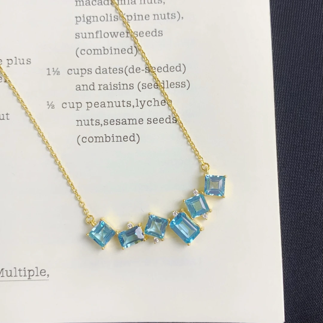 足金999蓝色治愈微笑项链