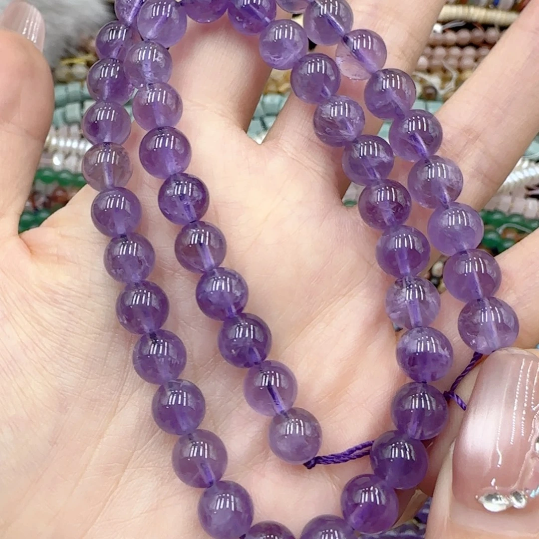 玛瑙/玉髓未镶嵌珠宝半成品一级巴西紫水晶一条卡8