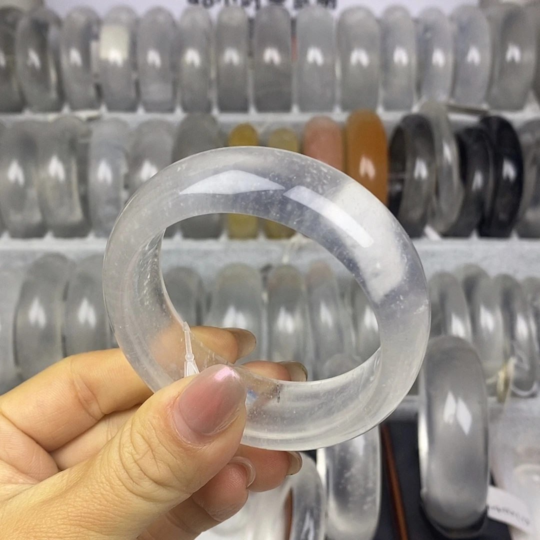 石英质玉未镶嵌手镯53.1白冰飘雪轮胎镯3279