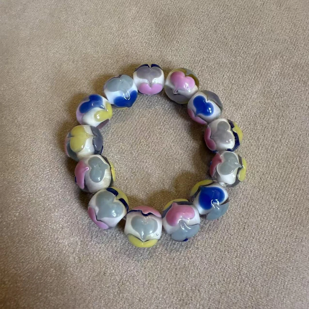 合金手链 LZ2844-1 彩色爱心满串琉璃手串