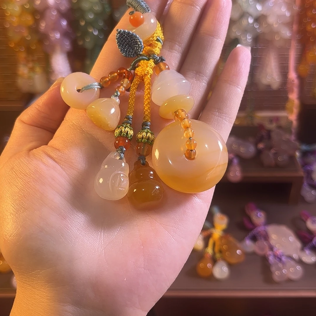 未镶嵌车挂玛瑙/玉髓钥匙扣