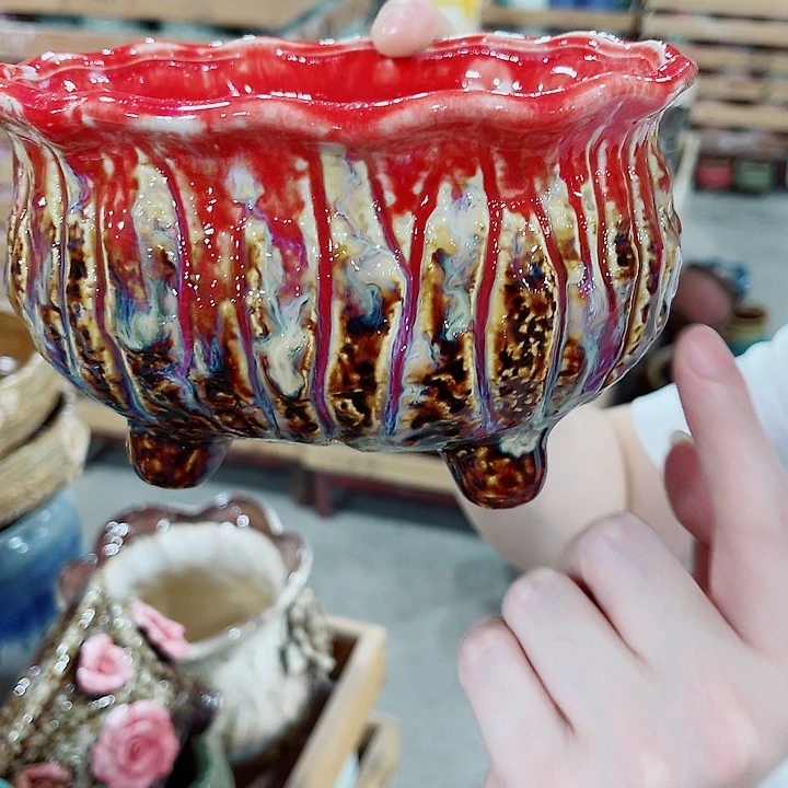 有孔，凑10元包邮陶瓷花盆发货！