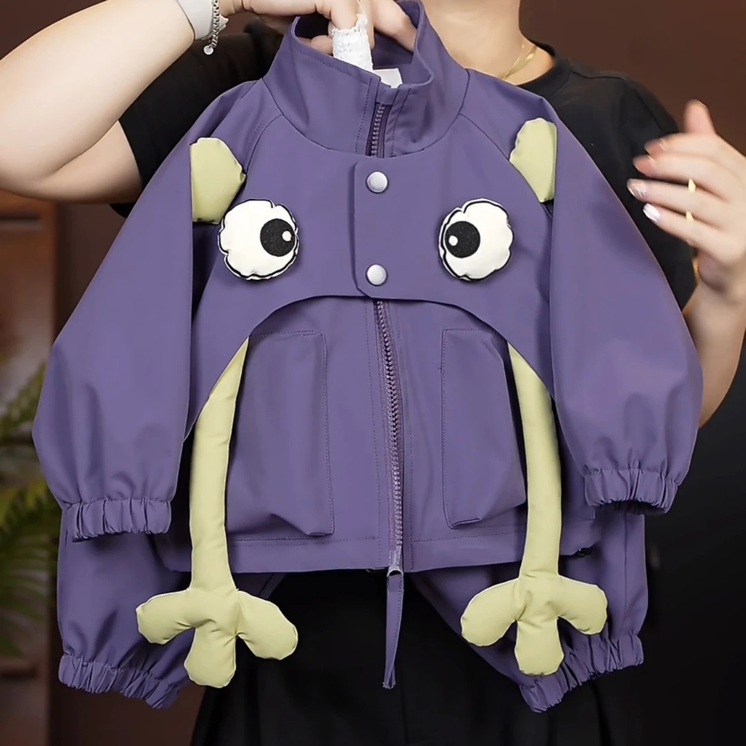 <紫定行>原创2025春秋季新款儿童冲锋衣套装韩版洋气外套39041