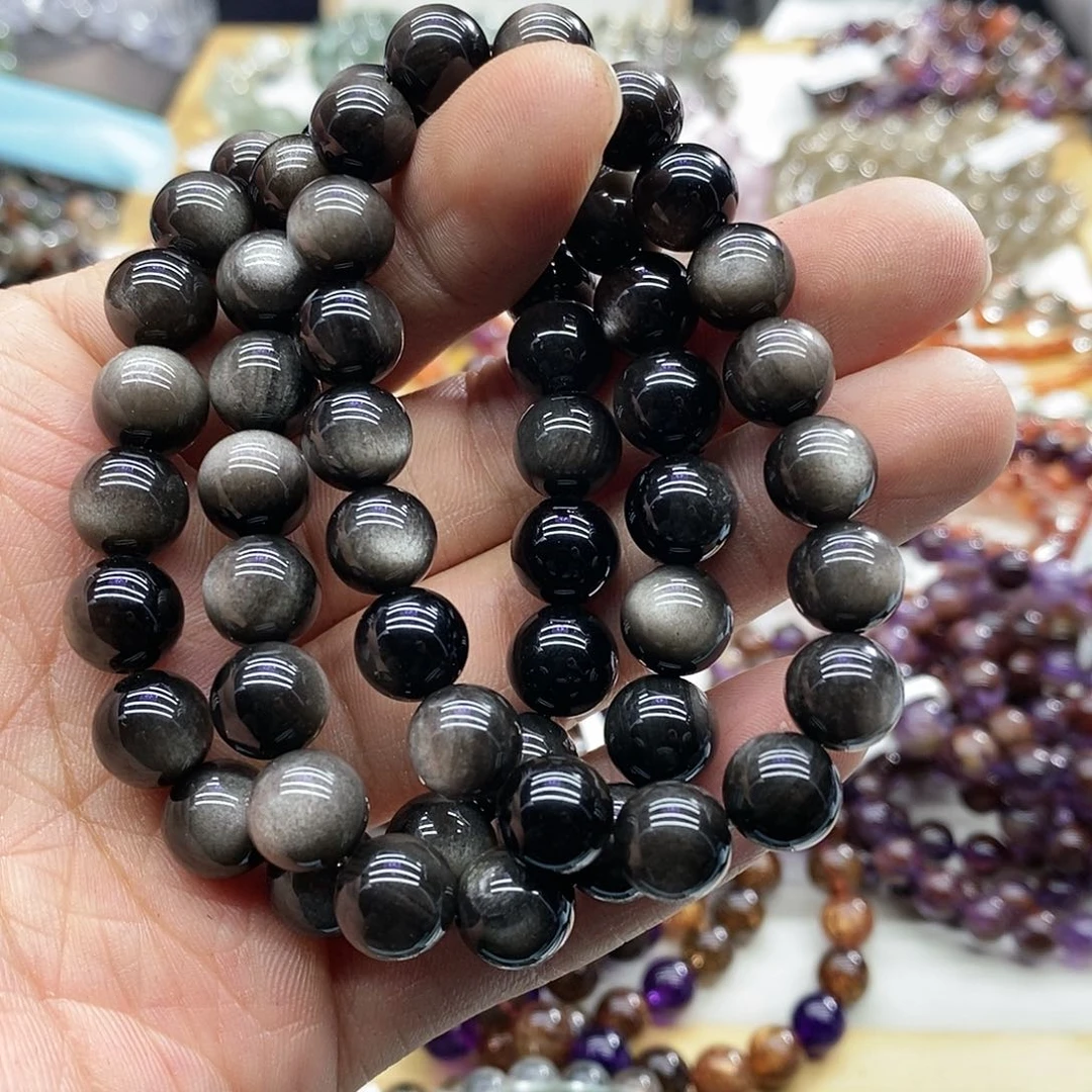 黑曜岩手链未镶嵌多样性发货发一条