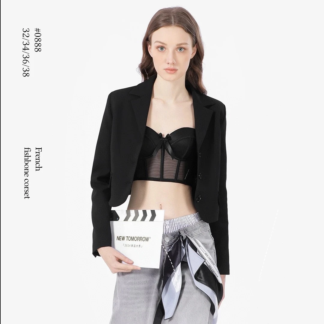 NEW TOMORROW高级法式时尚可外穿鱼骨胸衣辣妹塑身胸衣性感背心