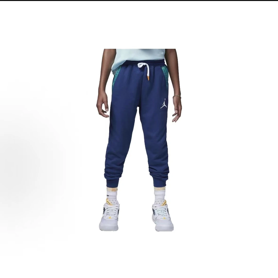 AIR JORDAN童装 Logo印花束脚针织运动裤 蓝色 儿童款FB1734-486