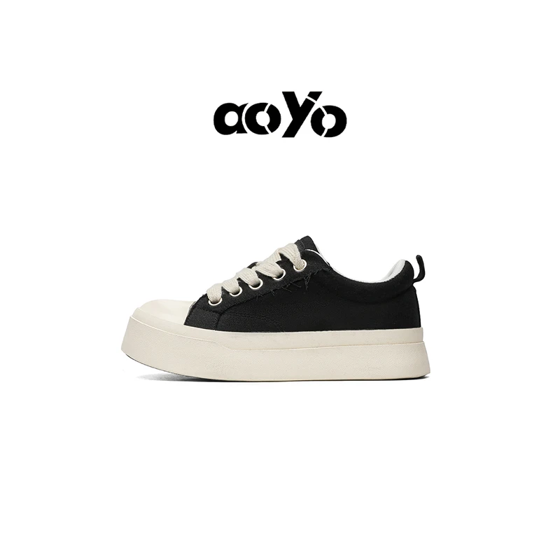 aoyo秋冬破碎系列厚底增高板鞋男通勤百搭潮流时尚低帮运动休闲鞋