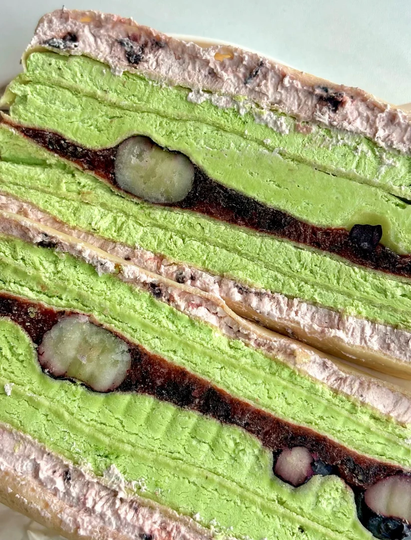 开心果蓝莓千层【动物奶油】500g顺丰空运包邮现做新鲜冷藏蛋糕