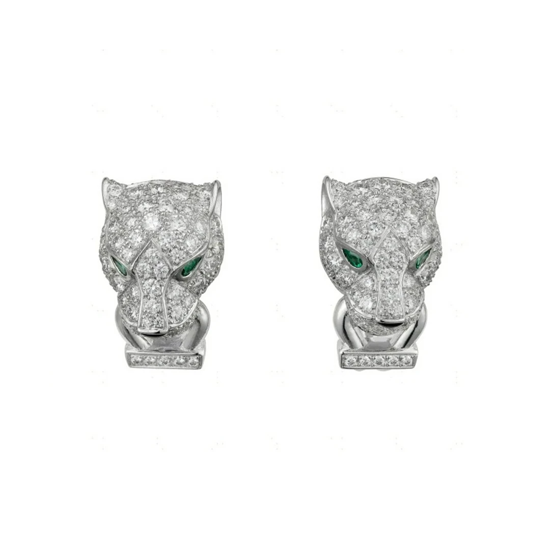 925银合成锆石耳饰 高碳钻木佐绿卡家猎豹系列豹头耳钉