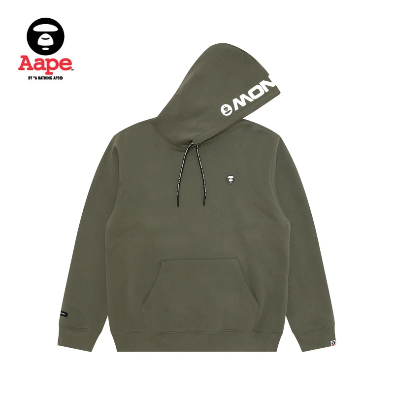 Aape旗舰店男装25秋冬小标徽章纯色简约潮流薄绒连帽卫衣C354XXP