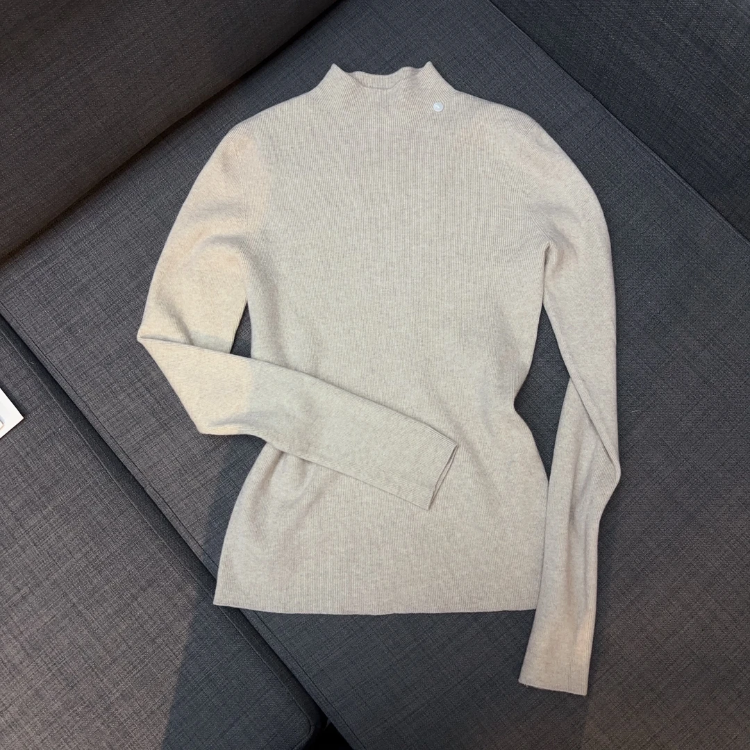 2025年新款无缝抗菌针织衫中领百搭小圆牌修身打底毛衣13116