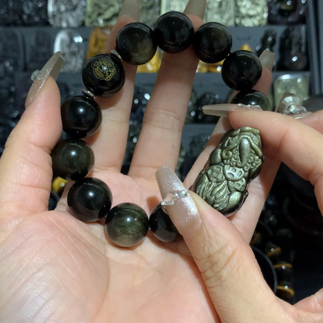 黑曜岩未镶嵌手链a****鸡