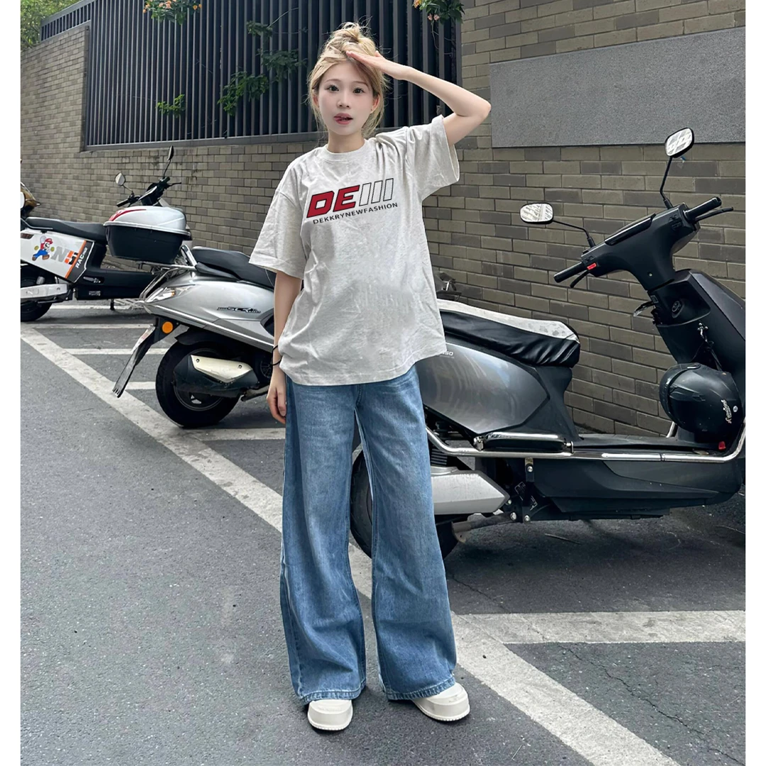 Labzaa潮牌简约风字母印花短袖T恤女vintage纯棉春款打底内搭上衣