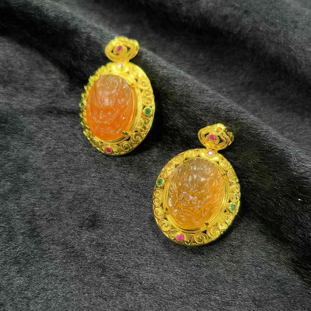 MT2728海蓝珀龙头琥珀吊坠-配麻花链-多样性发货只发一件