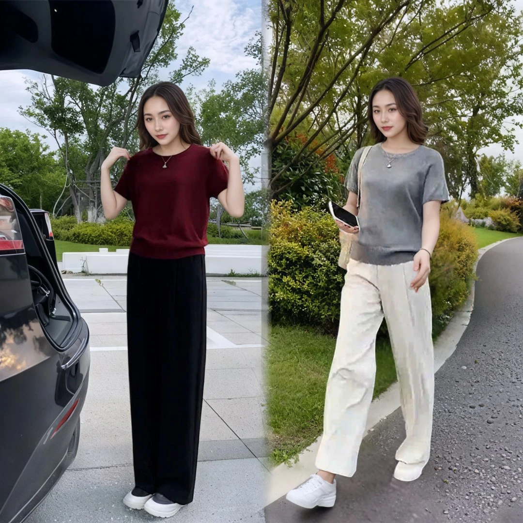 2025超火夏装套装独特纯色超好看短袖衬衫衫女休闲阔腿裤两件套