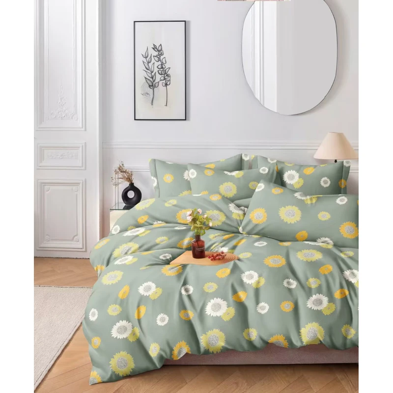 （绿向日葵床单）2米*2.3米双人床单舒适柔软云朵棉加密小斜纹