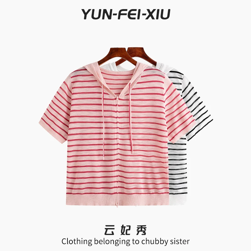 云妃秀大码女装T恤休闲时尚胖妹妹显瘦宽松韩版百搭上衣夏季23078