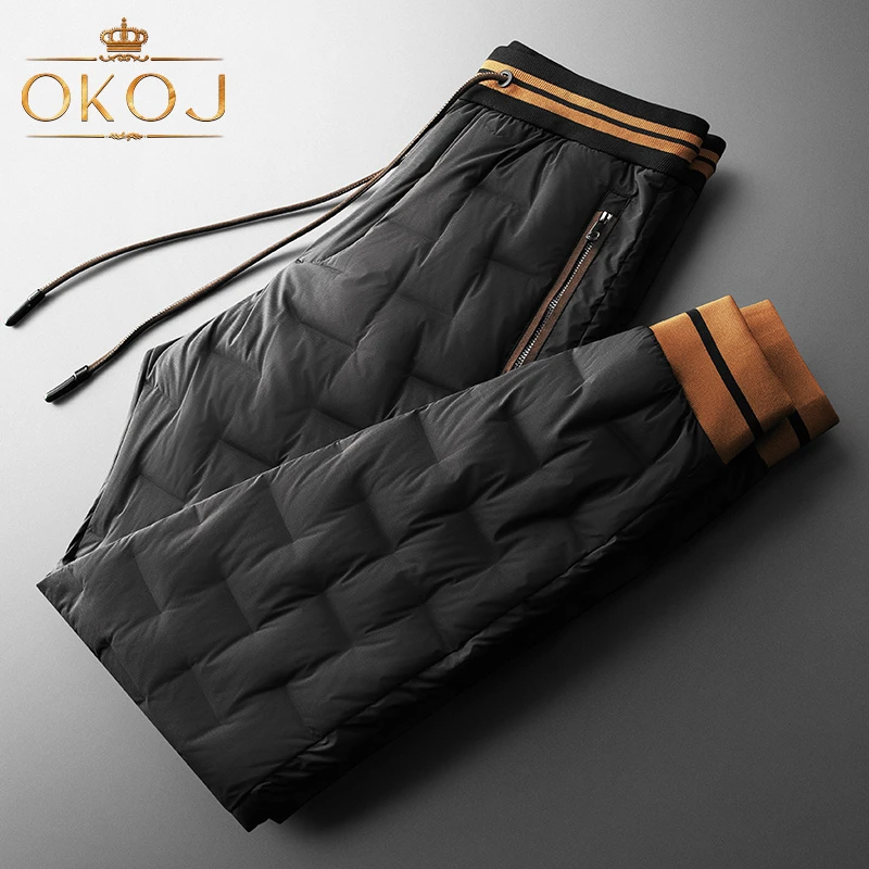 OKOJ白鸭绒羽绒裤男裤子外穿防风防水加厚保暖秋冬新款休闲束脚裤