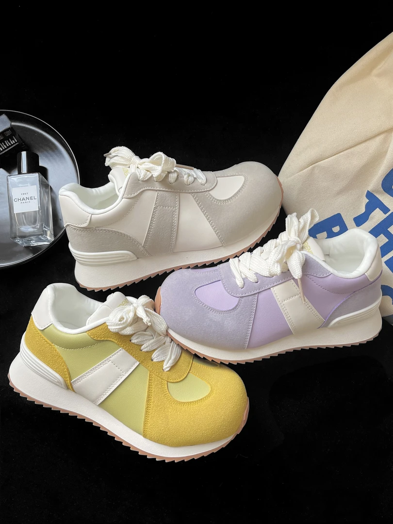 复古港风2025春季新款米奇头百搭ins风女鞋休闲鞋女运动阿甘鞋