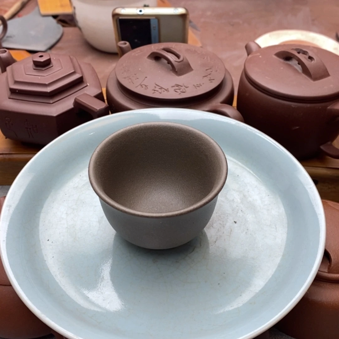 紫泥茶壶阿*乌金砂小杯子