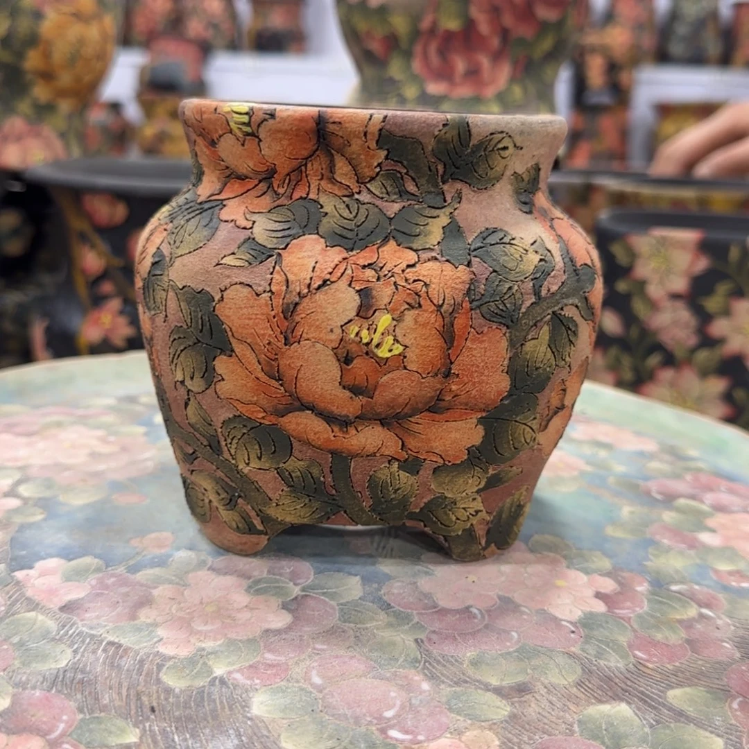 用***0花盆紫砂精品多肉手绘花盆