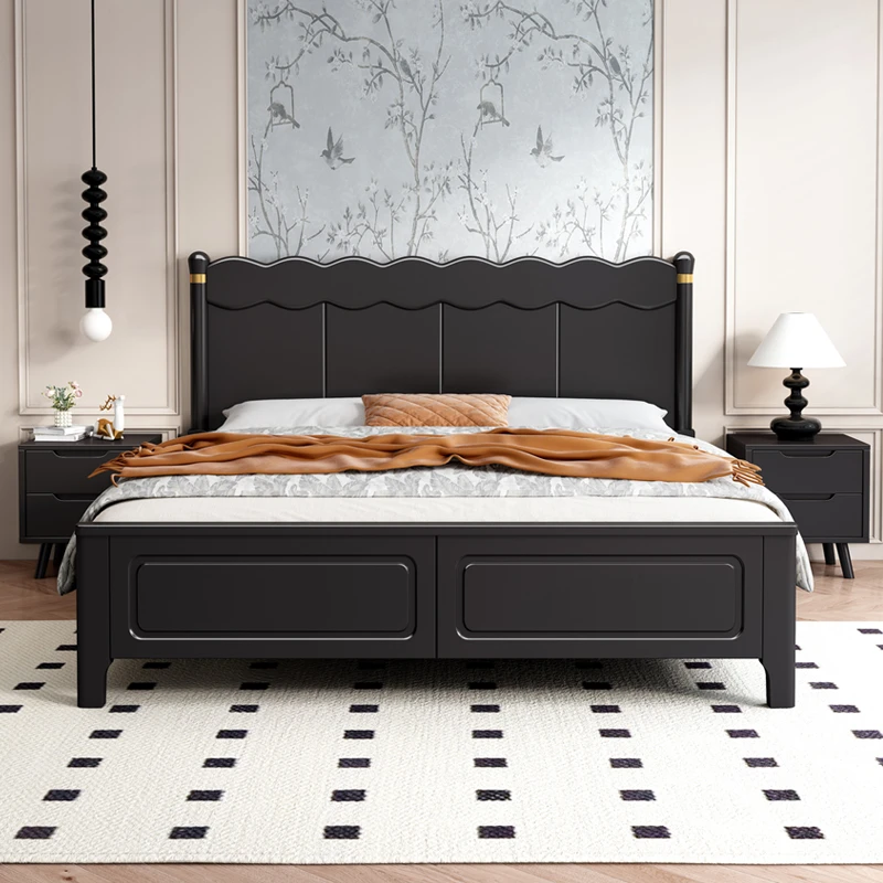 带抽屉美式复古可折叠2人实木床公主床轻奢单人成套简约家用