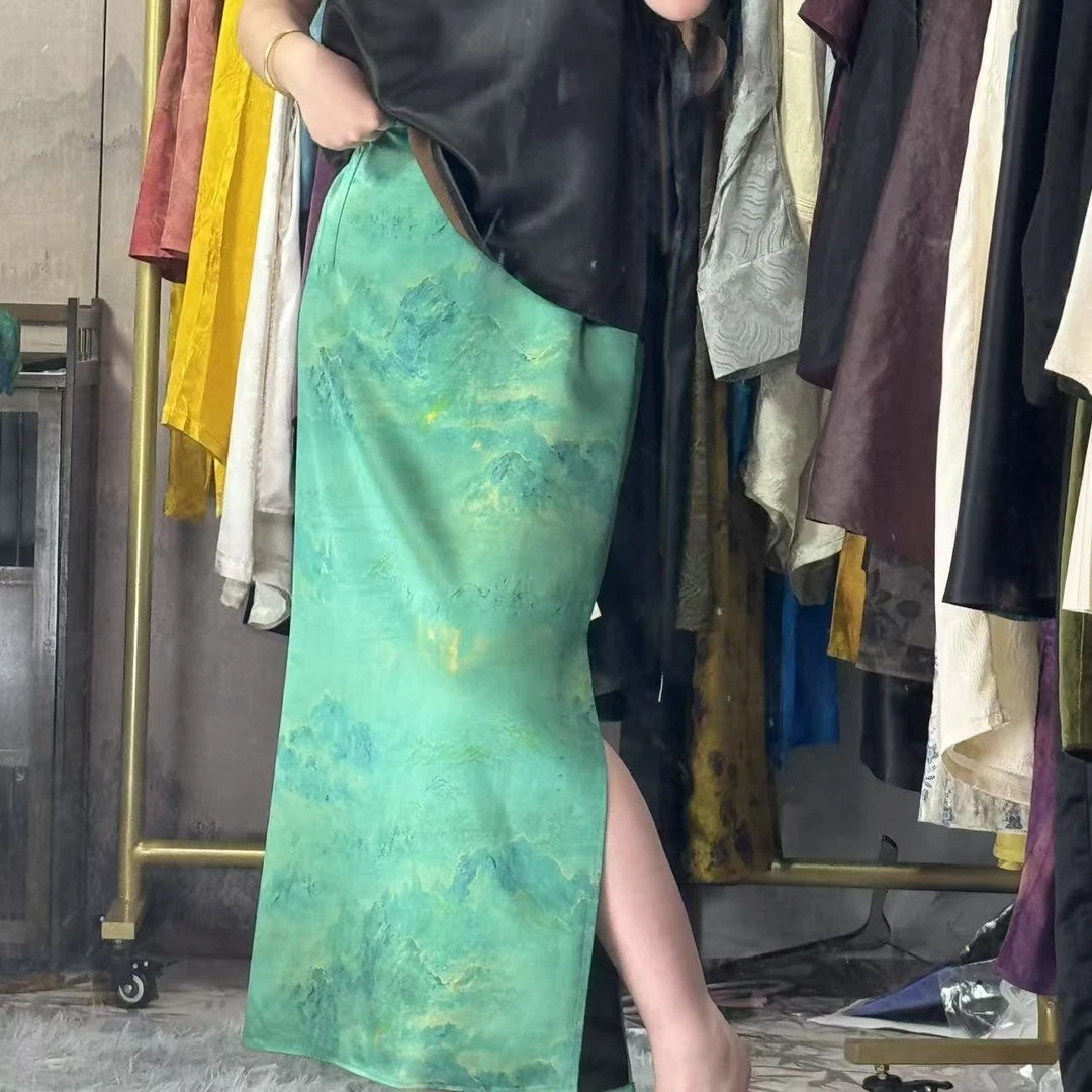 100桑蚕丝！千里江山贵妇皮子包裙