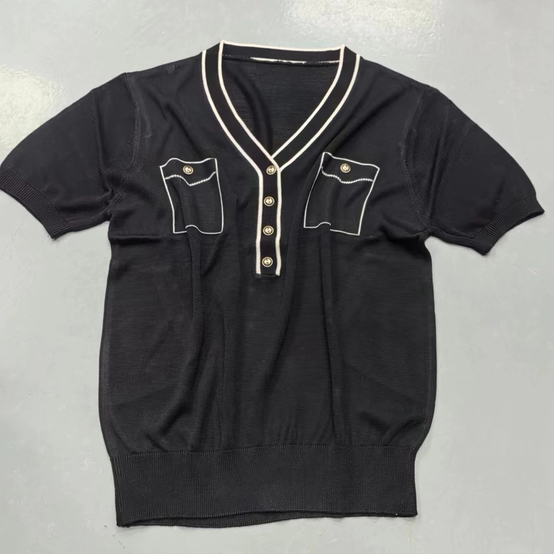 187号355号【南油玲姐】2色可选短袖口袋款针织衫MY385