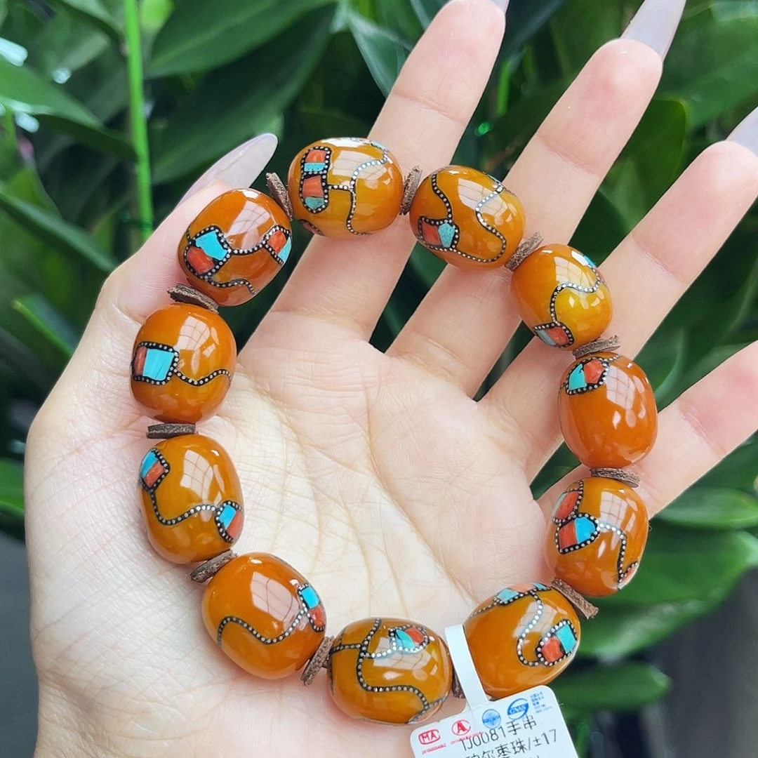 未镶嵌琥珀手链17尼泊尔老蜡