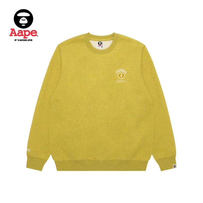 Aape旗舰店男装25秋冬爱心猿人徽章简约潮流薄绒圆领卫衣C357XBP