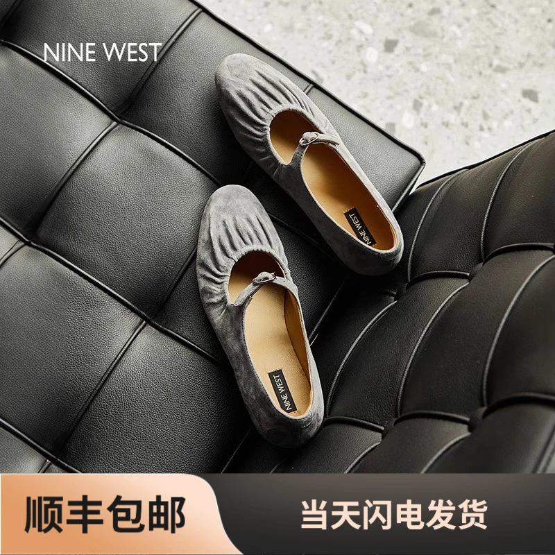Nine West/玖熙法式玛丽珍鞋女2025夏季新款平底奶奶鞋通勤单鞋