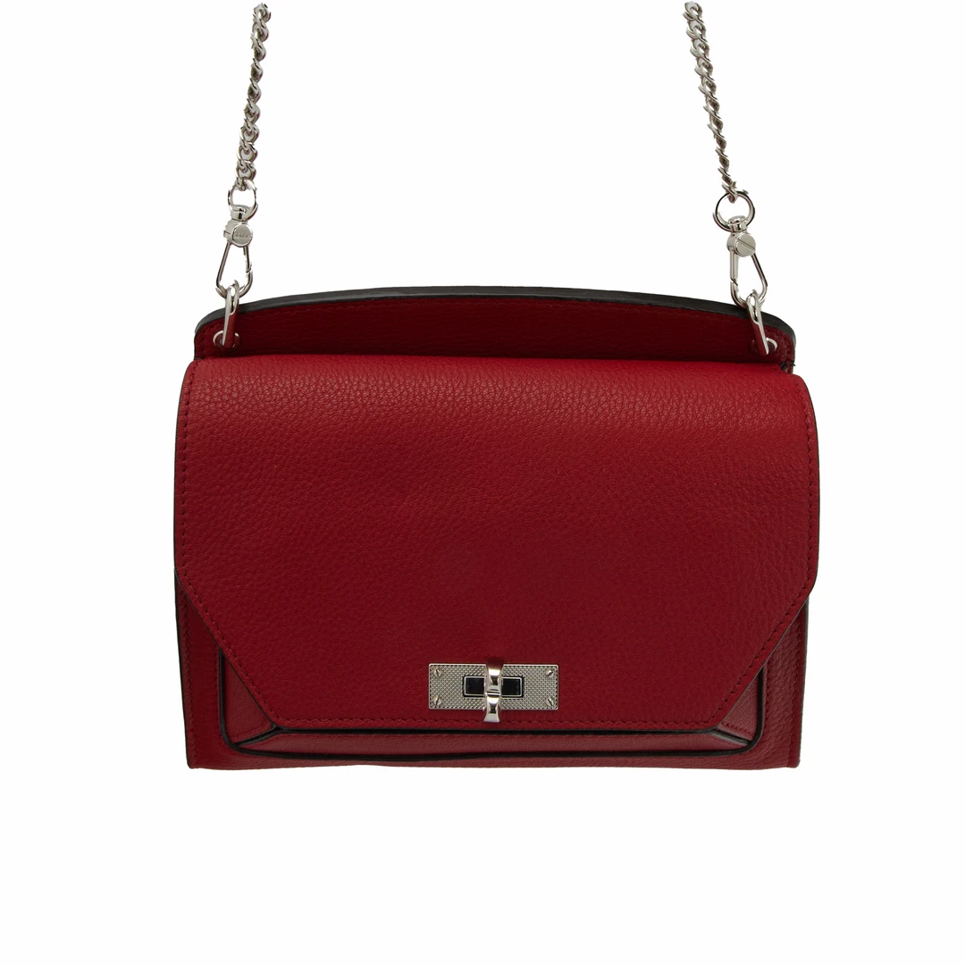 BALLY/巴利女士经典红色斜挎包翻盖链条单肩包 6224536