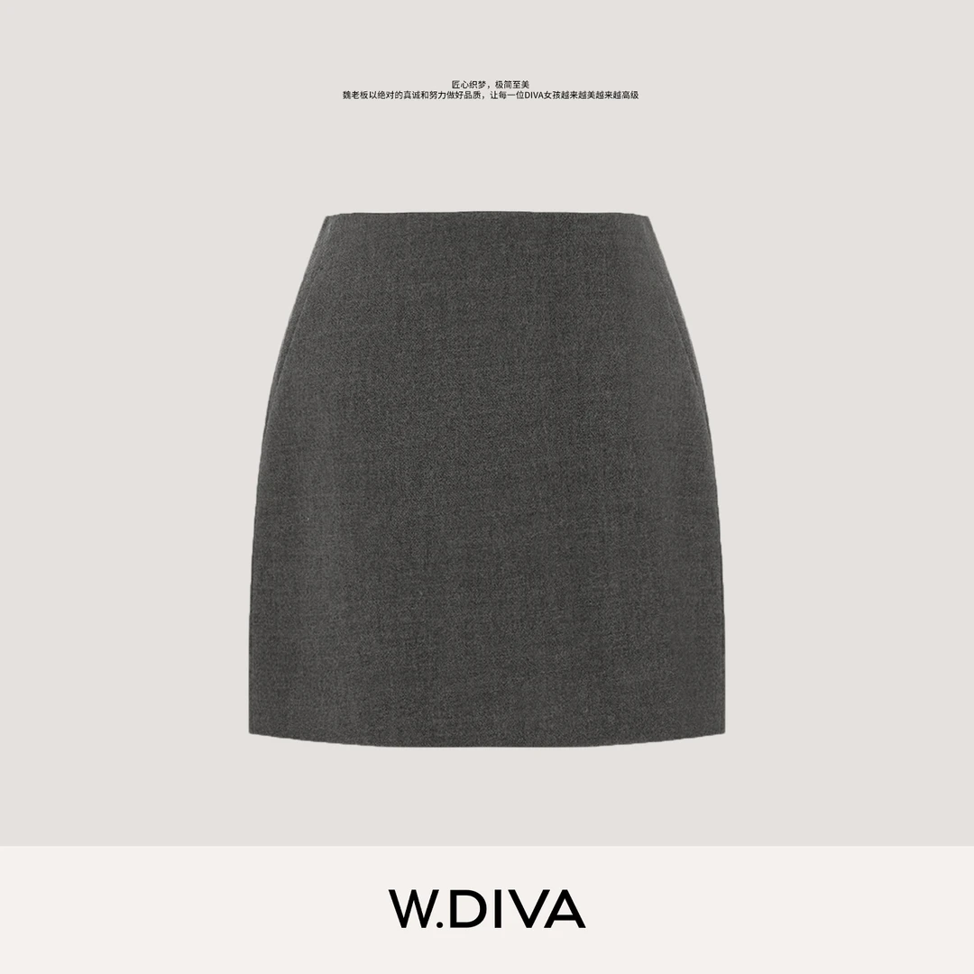 W.Diva【小A短裙】绵羊毛百搭小A字版羊毛低腰短裙高级感53K132928