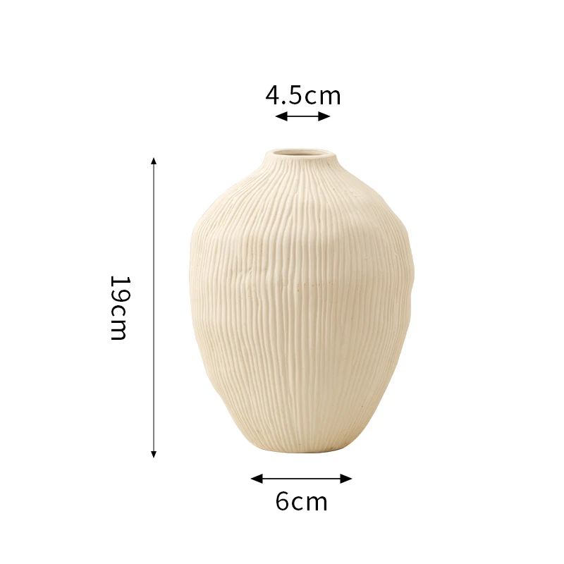 【小口圆花瓶】白色无孔百搭贝壳系设计感鲜花绿植桌面陶瓷花器