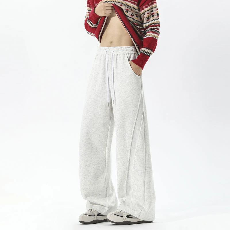 秋男女同款潮流宽松卫裤简约设计款长裤百搭拼接情侣个性潮牌长裤