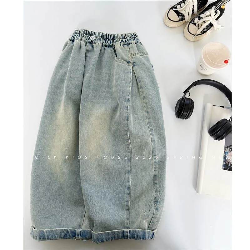 男童春秋牛仔裤2025新款韩版儿童牛仔裤宽松裤子潮牌童装百搭长裤
