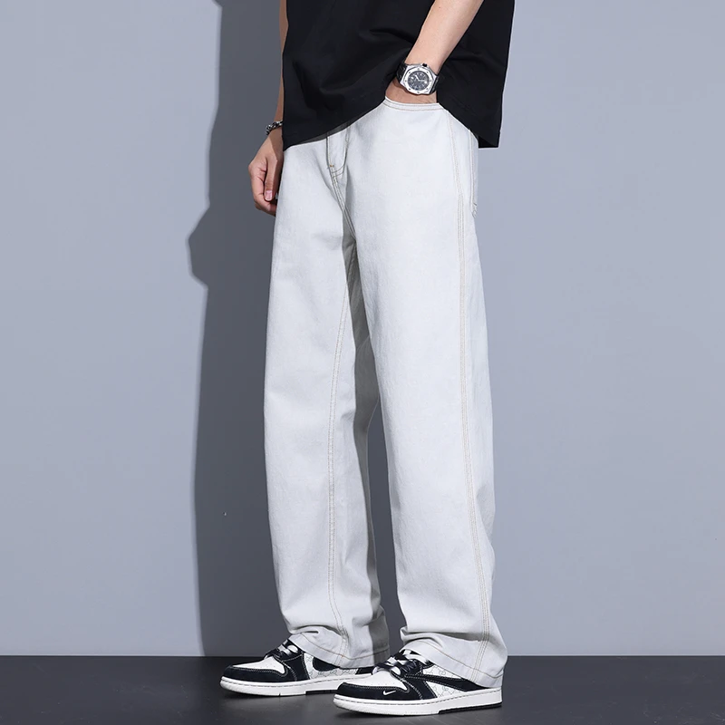 Kuvine2025秋季款潮流水洗复古男士户外牛仔裤宽松直筒百搭休闲裤