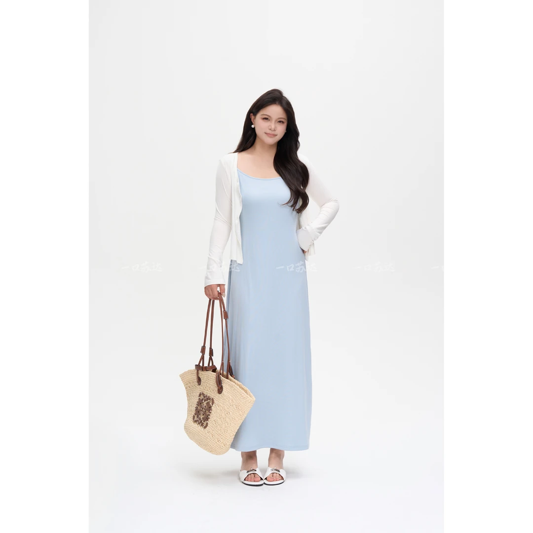 一口苏达海盐裙 韩系ins慵懒风多巴胺洋气女装显瘦女士吊带连衣裙