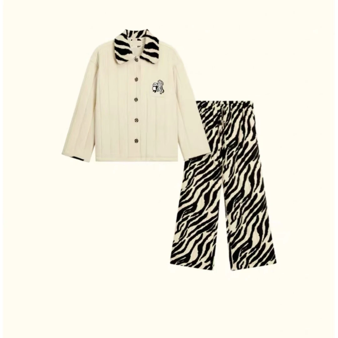 【兽家斑马熊猫-三层】男女同款冬季绒质可外穿保暖家居服装