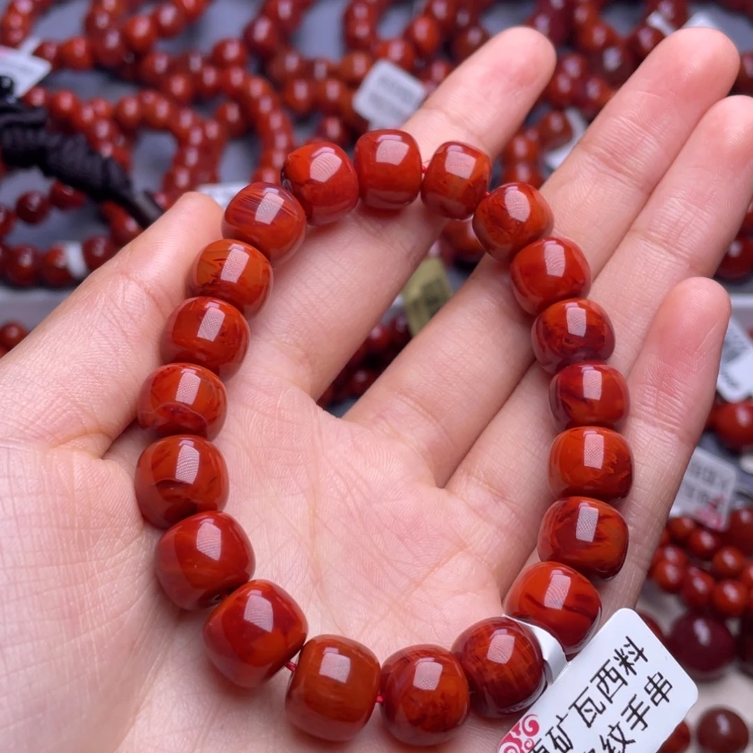 已***置南红玛瑙未镶嵌其他（原矿）11mm高品瓦西火焰纹老型手串