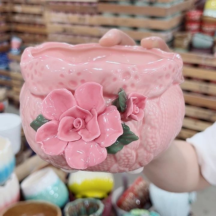 有孔.凑单10元陶瓷花盆发货！