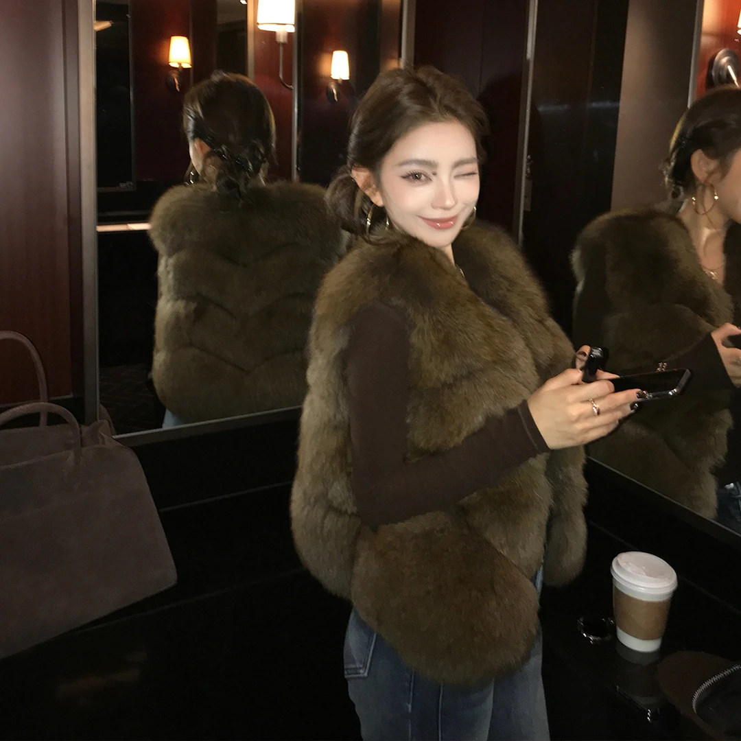 "小雪贵妇狐"芬兰进口皇冠级蓝狐毛冬日氛围感狐狸毛外套