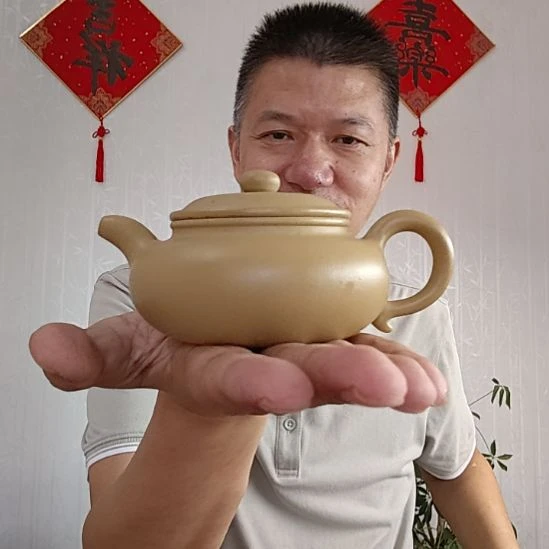 紫砂全手工本山绿仿古瑕微