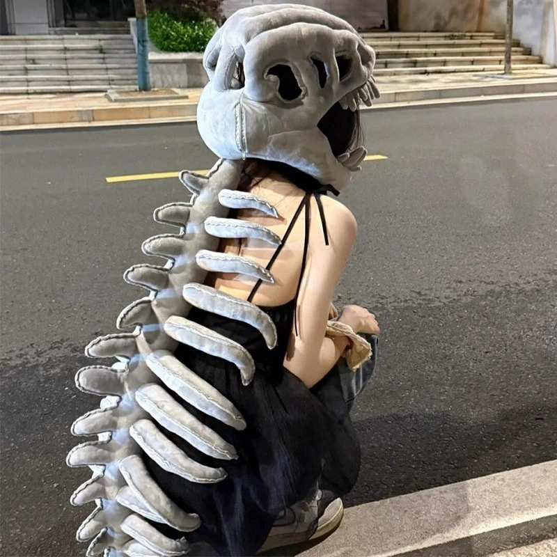 恐龙骨架头套毛绒玩具网红同款儿童外骨骼玩偶成人生日礼物送女生