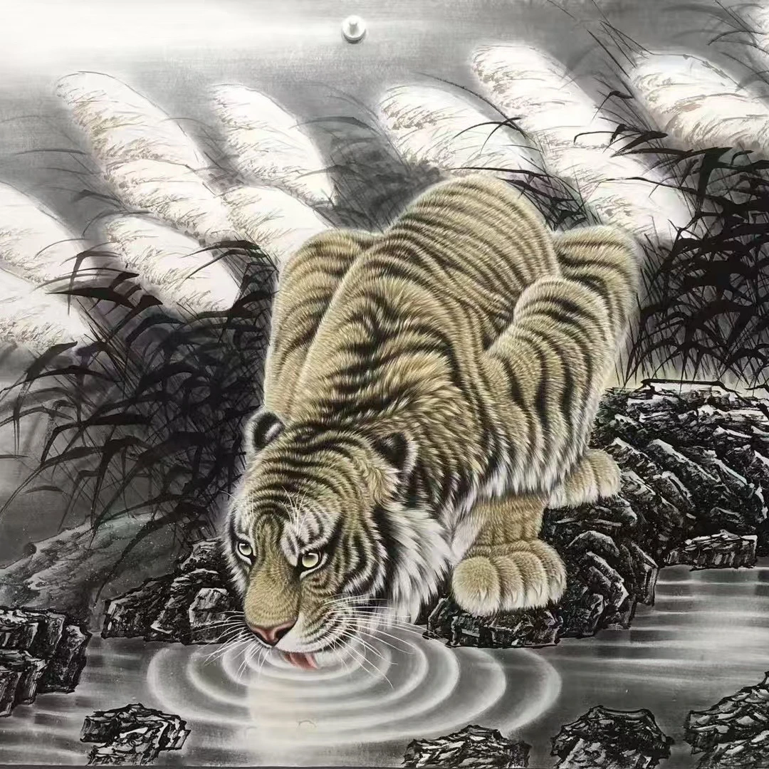 精品 工笔 虎啸山林 手绘国画