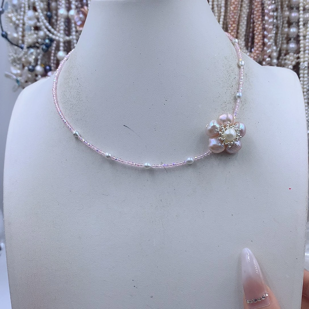 淡水珍珠项链耳饰银S925镶嵌