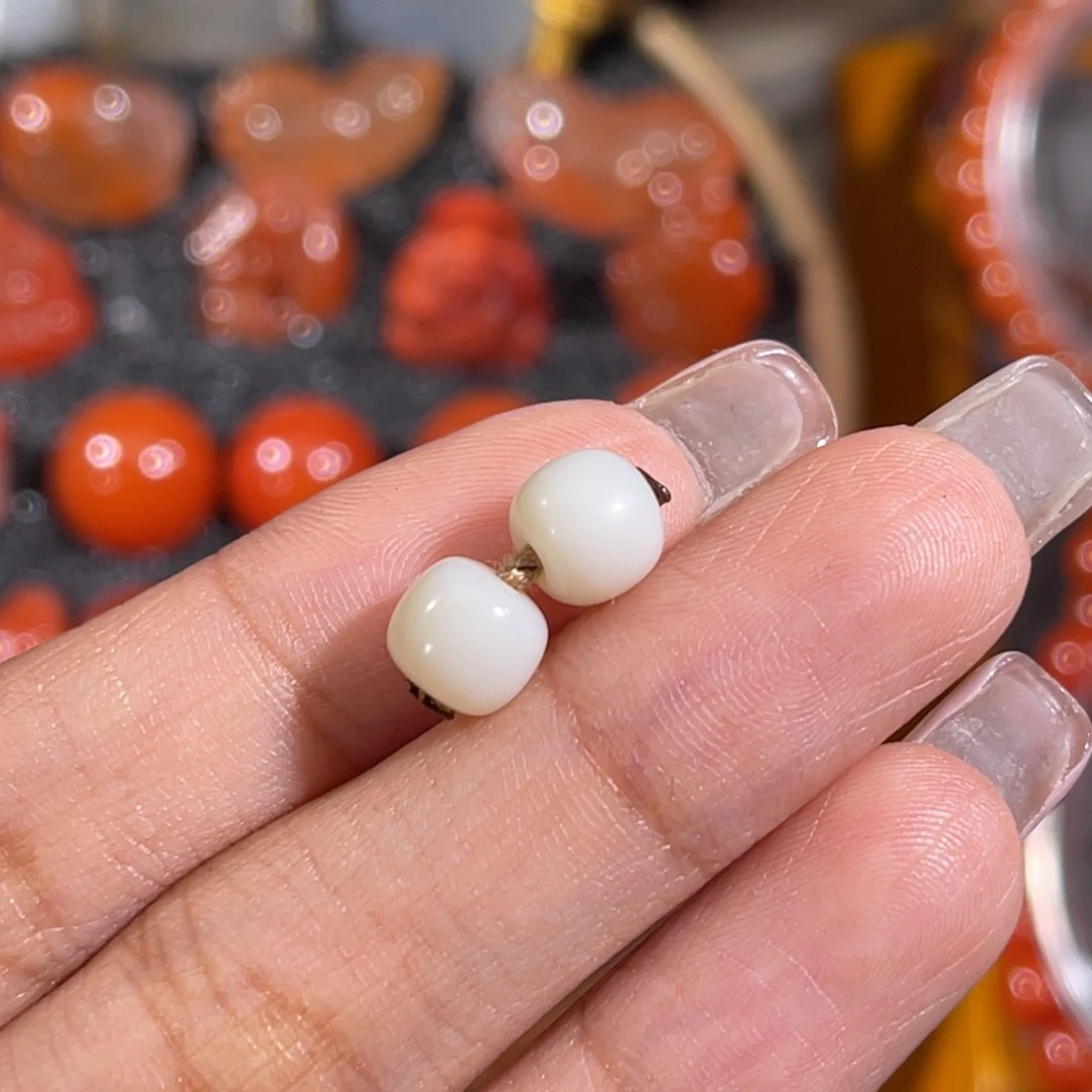 未镶嵌和田玉珠宝奇石老形珠 7x6mm 不换退