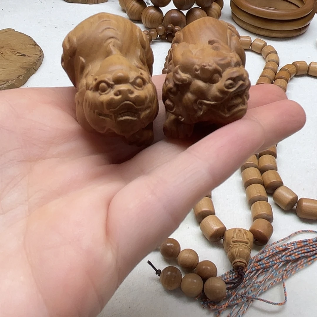 7***1非洲檀香把件印度老山檀香四抛料貔恘一对