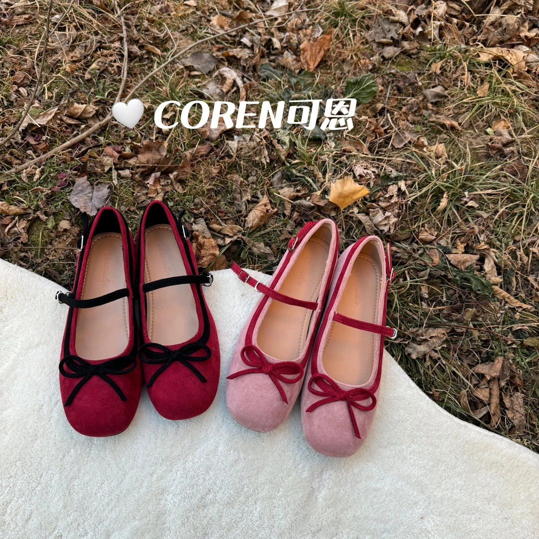 韩国内增高5CM复古芭董舞鞋女外穿蝴蝶结一字带单鞋温柔玛丽珍鞋